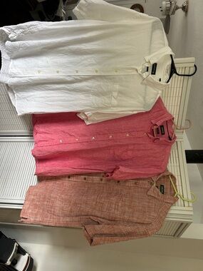 Orvis White, Pink and Coral Casual Button-Down Shirts - 3 Pack